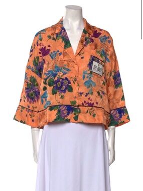 Off-White 2023 Floral Print Button-Up Top